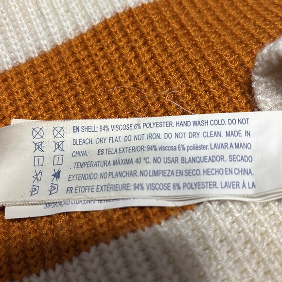 Forever 21 Orange & Off White Striped Sweater, Size Small - Picture 3 of 4